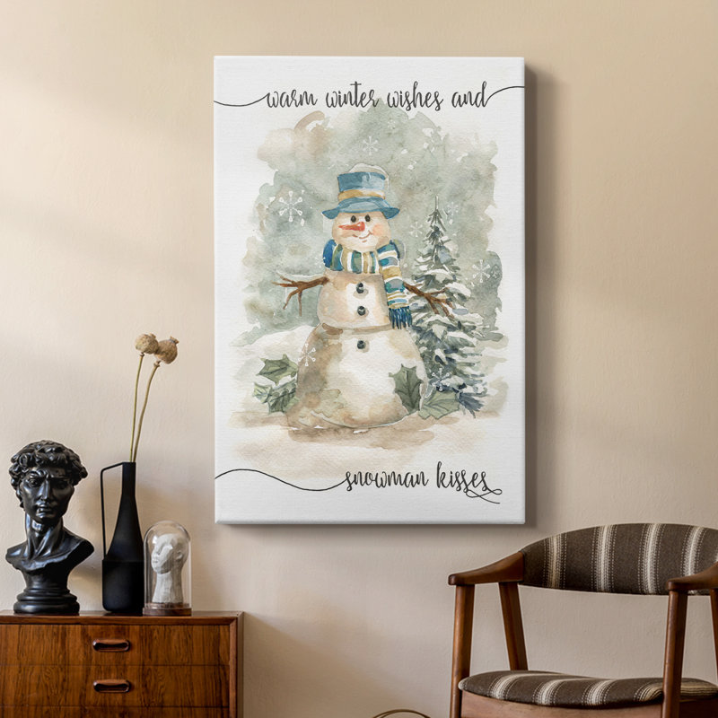 Snowman Kisses - galerie personnalisée enveloppée Cavas