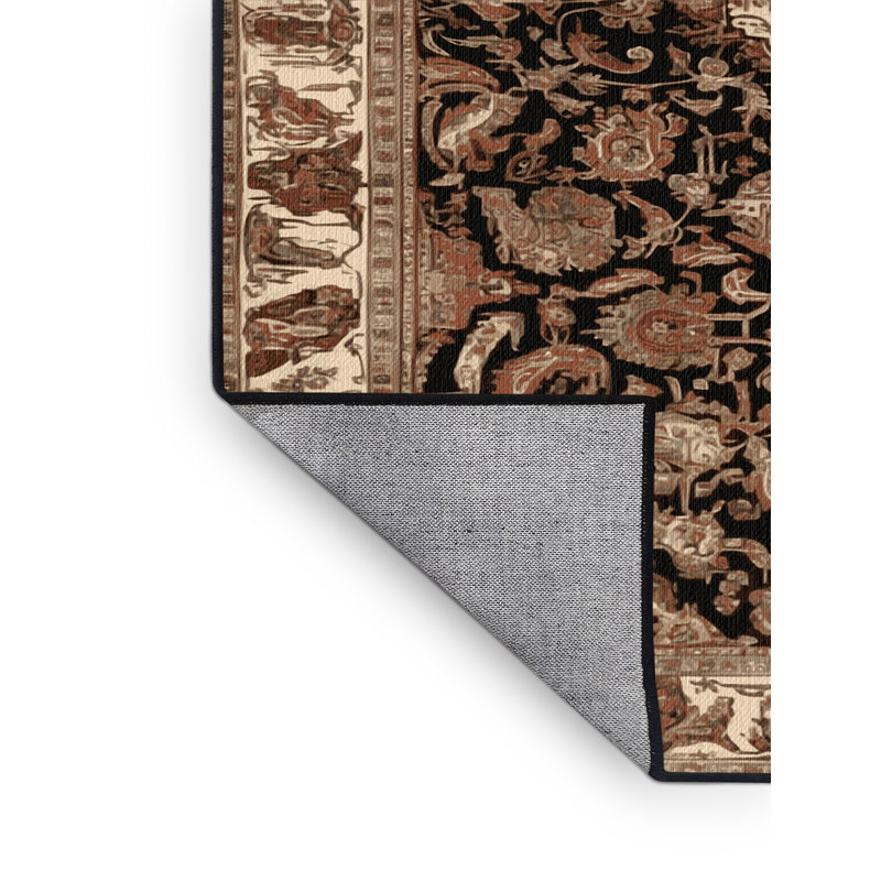 Tapis brun lavable à la machine, Rond 3 pi