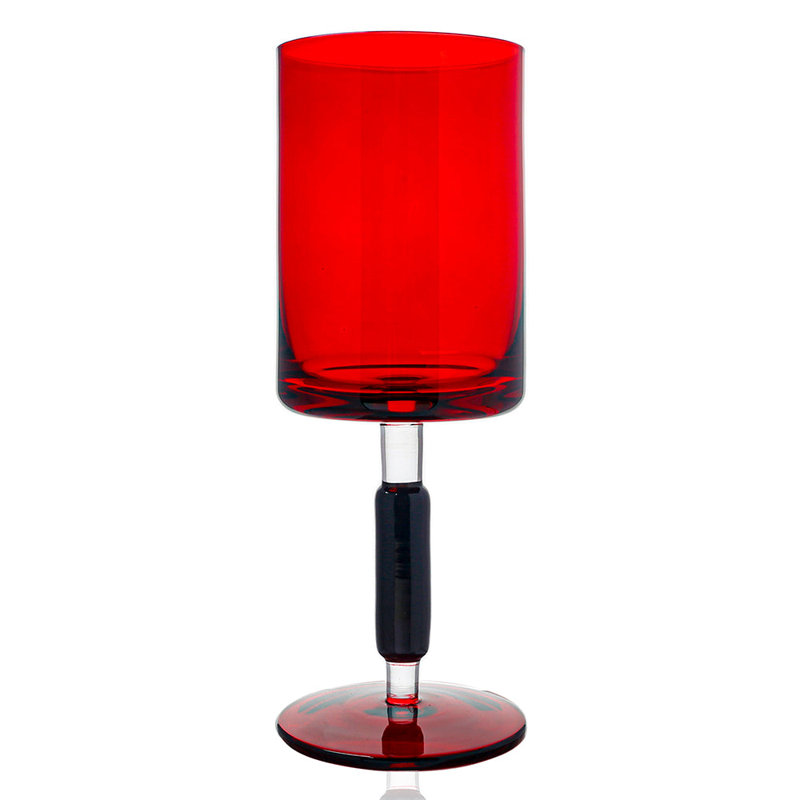 Verres à vin à pied rouge et noir (lot de 6)