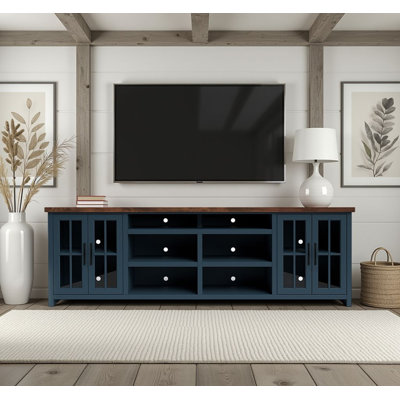 Brixham 96 inch TV Stand Console for TVs up to 100 inches, No Assembly Required, Two-Tone Finish