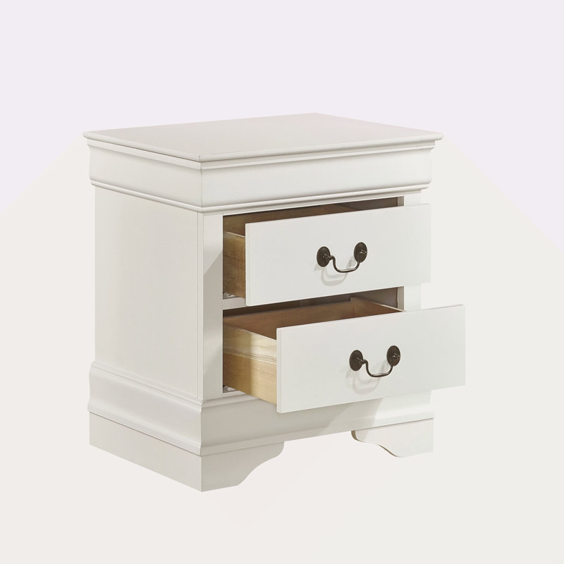 Classic Louis Philippe Style 1Pc Nightstand Of Drawers Traditional Design Bedroom Furniture, White