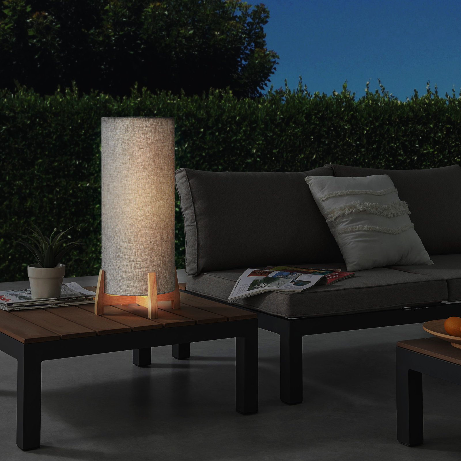 Gahraman 24'' Battery Powered Integrated LED Outdoor Table Lamp, Gray