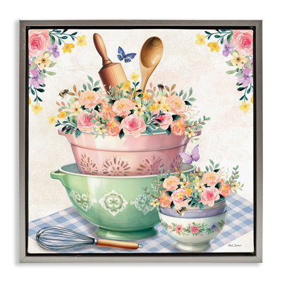 "Floral Kitchen Bowls Stack Floater", art mural par Nicole DeCamp