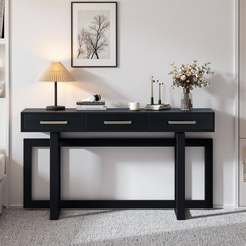 Console extra longue 57 po avec 3 tiroirs Artsy, Noir