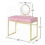 Bureau de coiffeuse 2 tiroirs avec miroir et plateau à bijoux, rose et or
