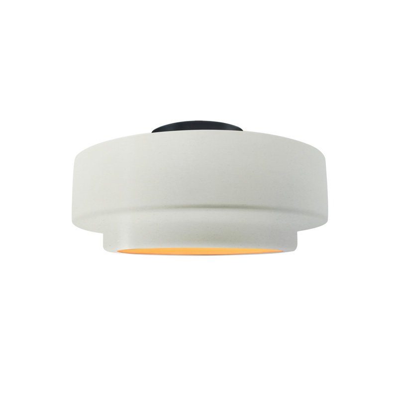 Plafonnier semi-encastré en céramique Dottie, Blanc mat / or champagne, Noir mat, H 7 po x l 12 po x P 12 po