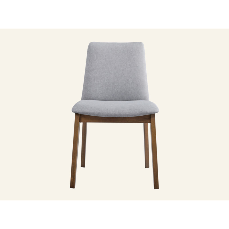 Ensemble de 2 chaises d'appoint Kaela en tissu gris clair et finition noyer