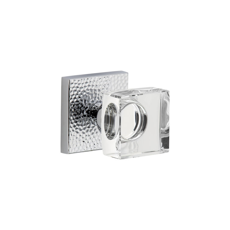 Viaggio Quadrato Hammered Texture Rosette Single Dummy with Quadrato Crystal Knob