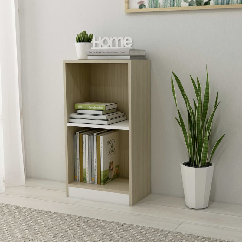 Bibliothèque en bois d'ingénierie, (2 tablettes) H 29,5 po x l 15,7 po x P 9,4 po, Gris béton