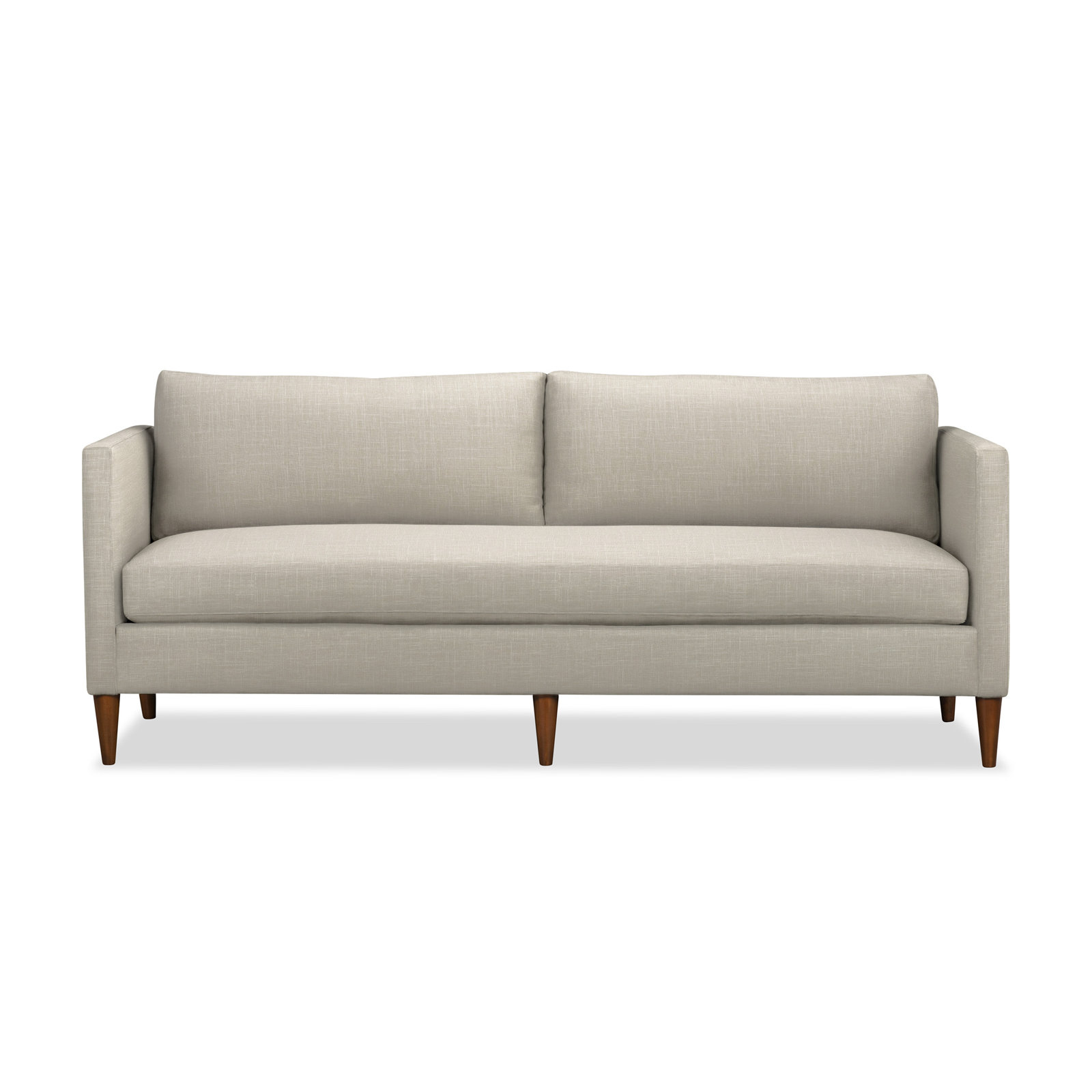 Clifford 87" Upholstered Custom Bench-Seat Sofa, Lena Sand Performance Linen Blend