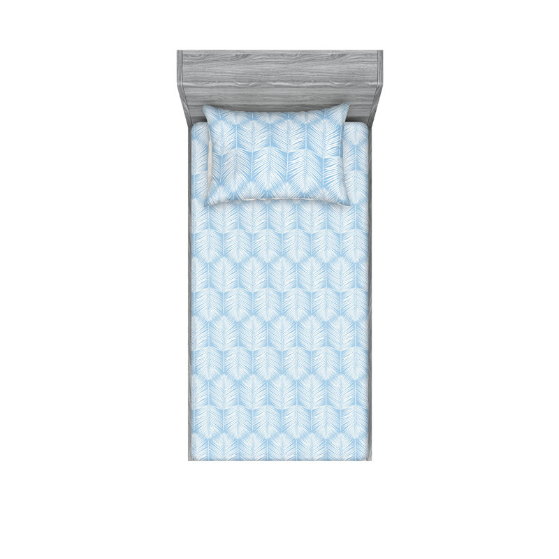 Microfiber Floral Sheet Set, Pale Blue, Twin Sheet Set + 1 Pillowcase