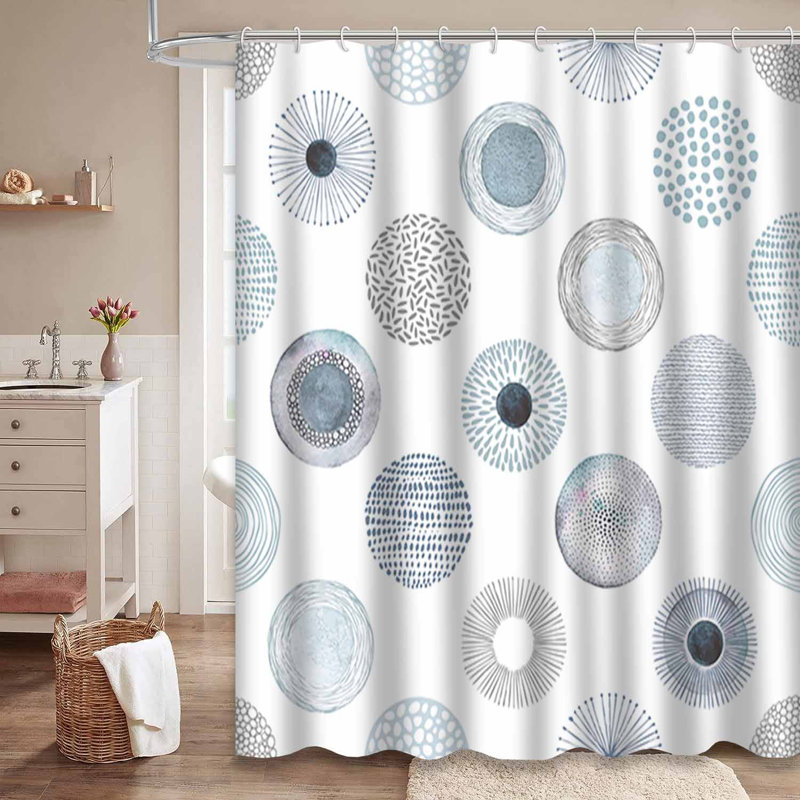 Rideau de douche sans couture à cercles abstraits avec 12 crochets, L 72 po x l 72 po