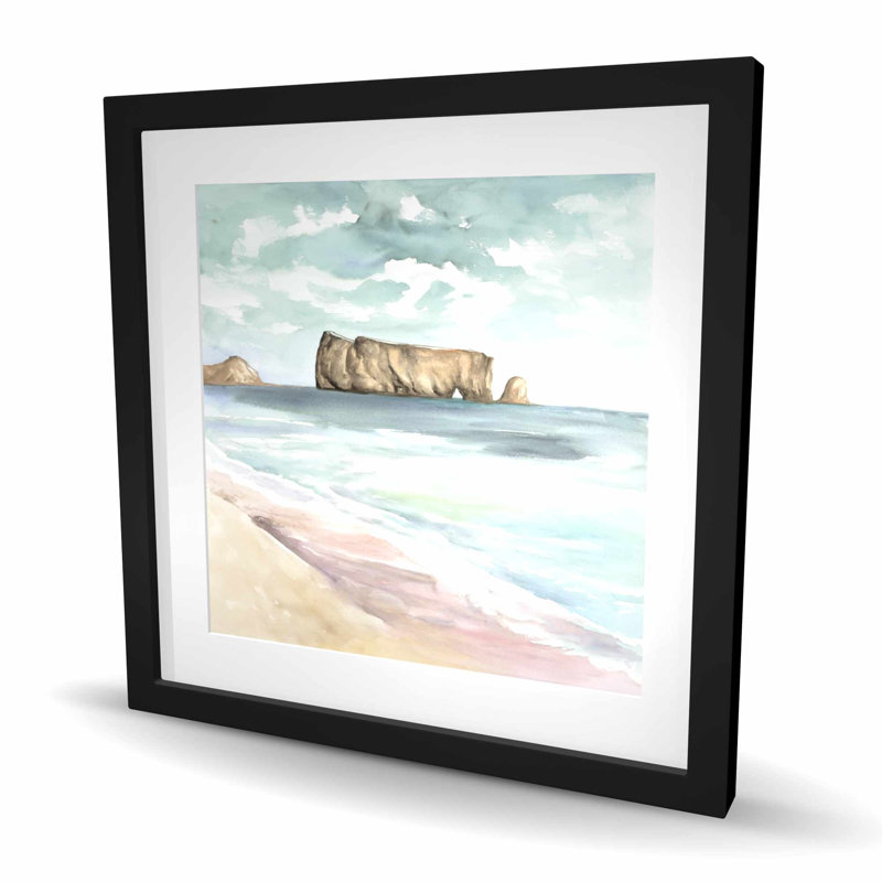 Rocher Percé - Imprimé matelassé encadré Marine Places, H 24 po x l 24 po