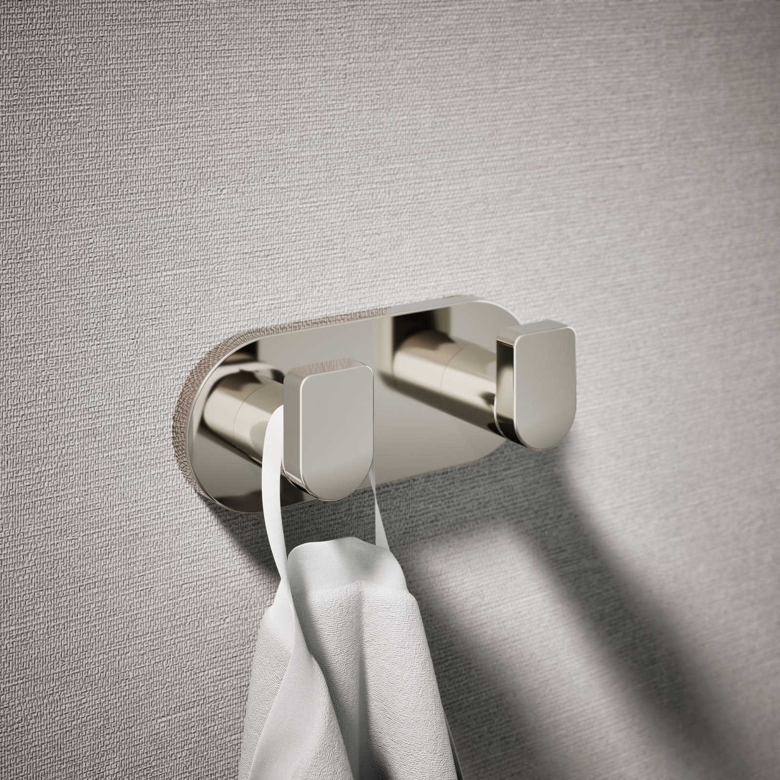 Composed Wall Mounted Double Robe Hook, Silver