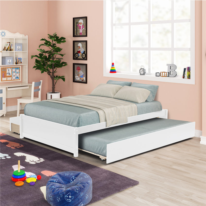 Solid Wood Open-Frame Storage Bed, Twin, White