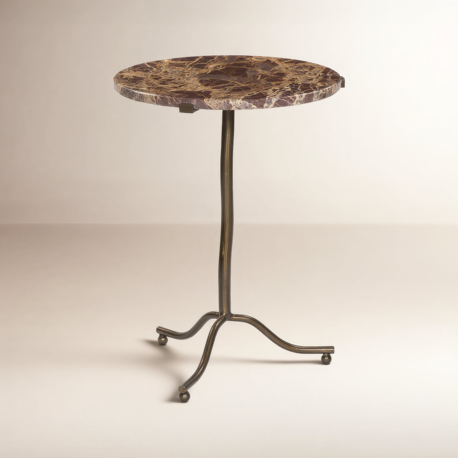 Seagate Marble Top End Table, Brown Top/Brown Base