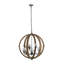 Lustre en forme de globe à 9 lumières, lustre en bois avec chaîne réglable pour le vestibule de la salle à manger de la cuisine, ampoule non incluse