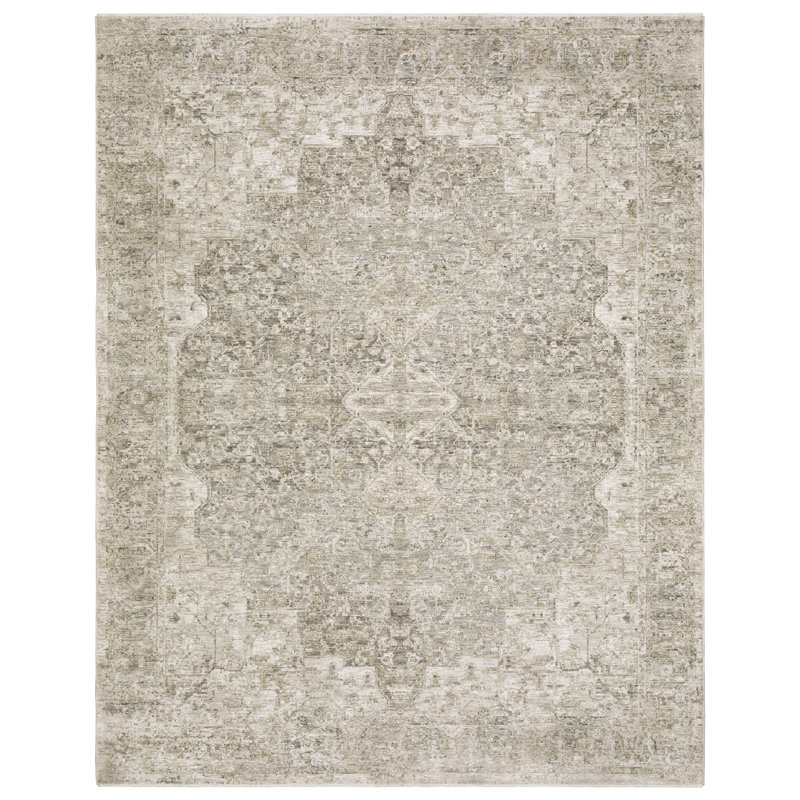 Tapis beige / gris Kuebler, Rectangle 3 pi 2 po x 5 pi