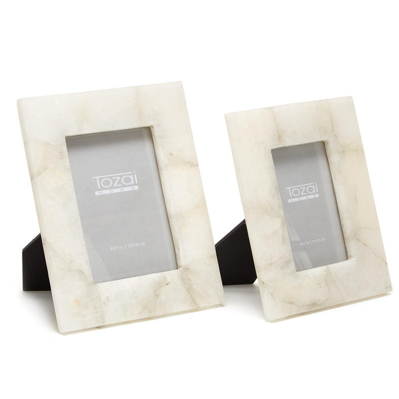 Stone Embossed Picture Frame - Set of 2, White