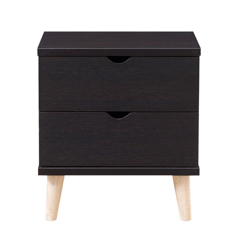 Rustic and Multipurpose Wood 2-Drawer Nightstand