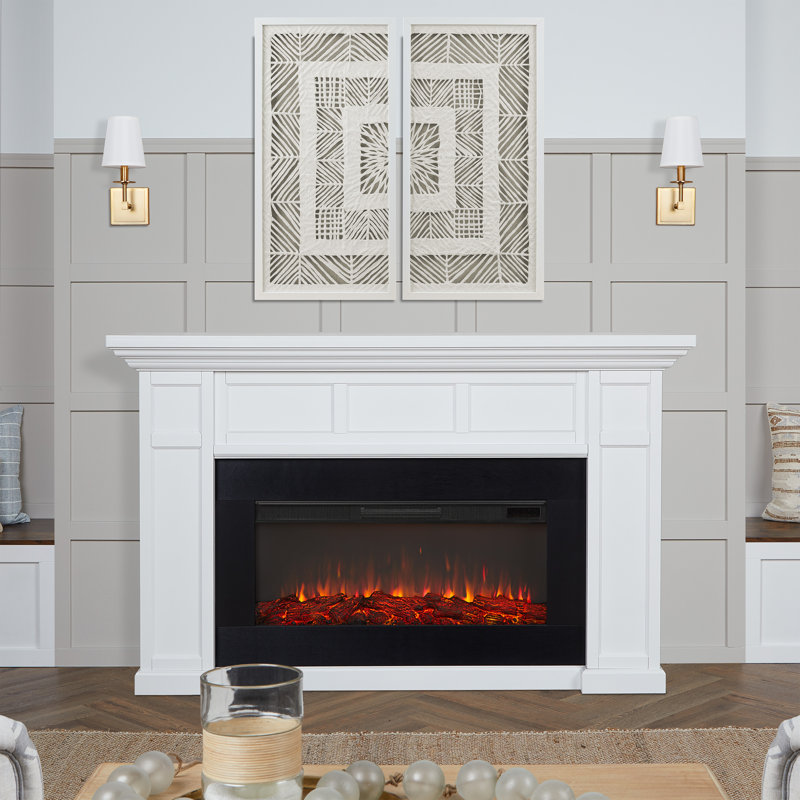 Alcott 75" White Electric Fireplace with Mantel
