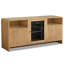 Armoire à café 60 po avec mini réfrigérateur intégré, buffet avec portes cannelées en forme d'ondes et tablettes réglables pour la cuisine, la salle à manger, chêne clair-120359276