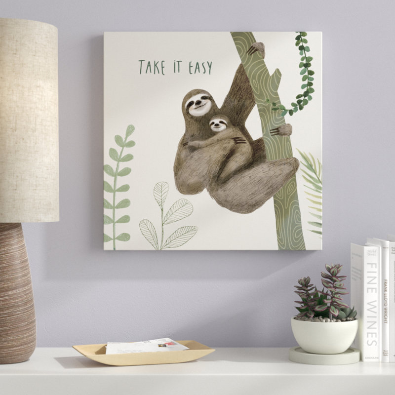 Sloth Sayings IV by Victoria Borges - Wrapped Canvas Painting, 51cm H x 51cm W