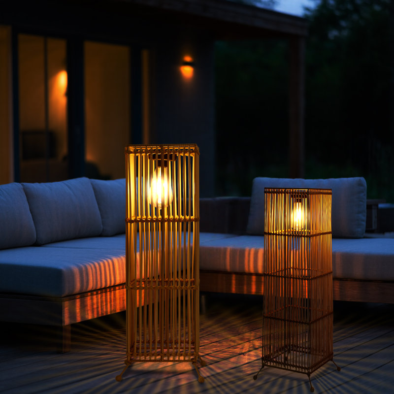 Large Geometric Hollow Design Solar Powered Integrated LED Outdoor Lantern (Set of 2) Solar Lighting