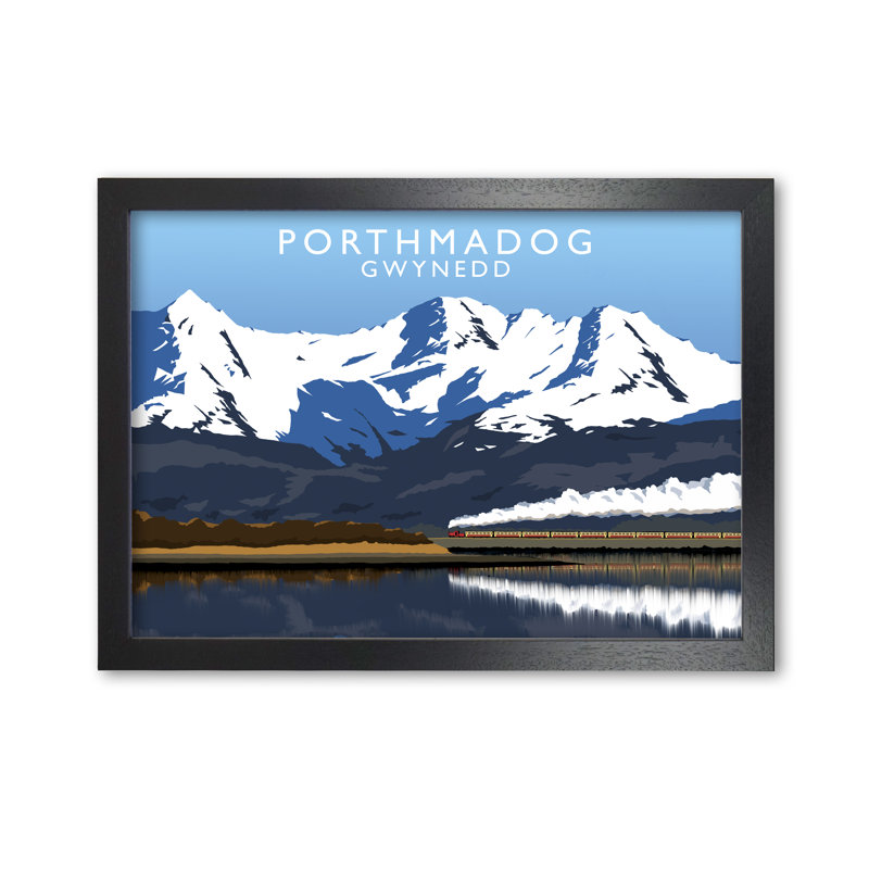 Porthmadog Gwynedd by Richard O'Neill - Single Picture Frame Print, 42 cm H x 594 cm W, Black