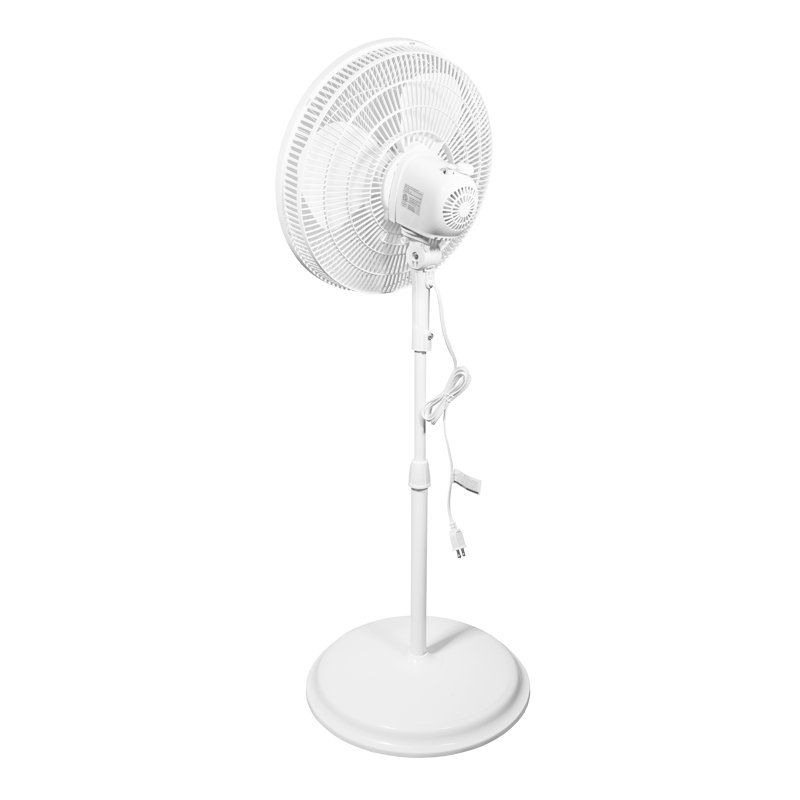 White Adjustable Height Oscillating Floor Fan with Three Speeds