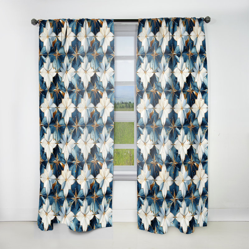 Retro Revival Marble Motif I - Rideau de marbre abstrait - Rideau de marbre obscurcissant - 1 panneaux, L 52 po x L 63 po