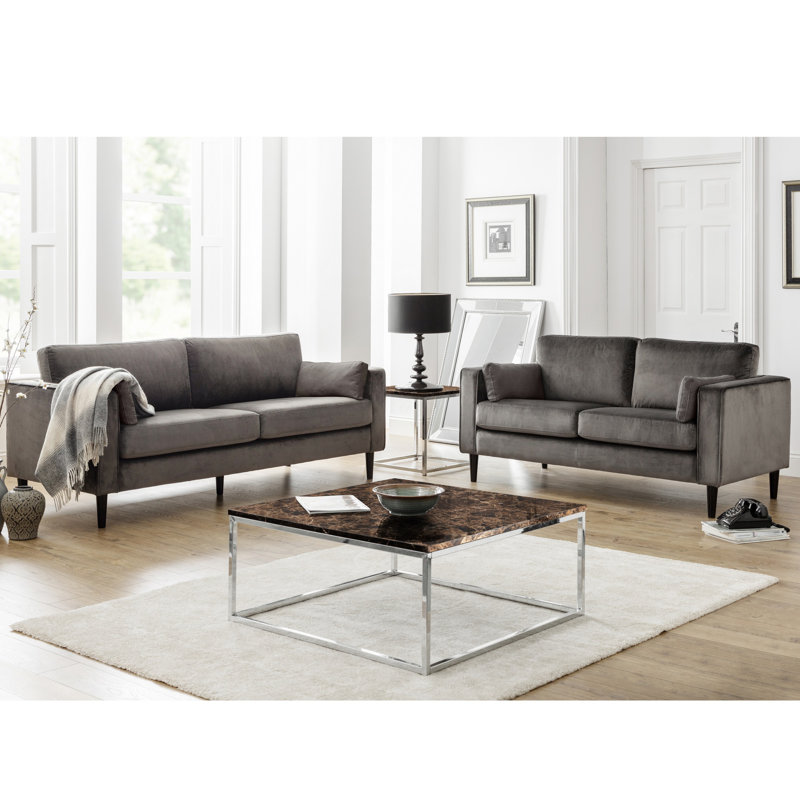 Gagarin 2 Seater Velvet Loveseat, Grey