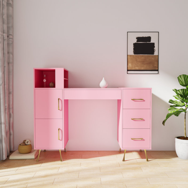 Crédence de rangement une pièce l 55,12 po Cattalaya, Rose
