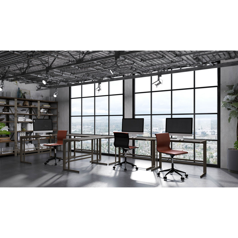 Montreal Metal Base Writing Desk, Antique/Espresso