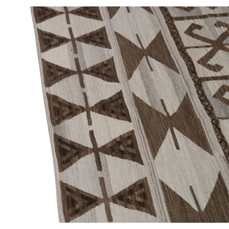 Flatweave Wool Geometric Area Rug in Chocolate And Coffee, Rectangle 8'3" x 9'11"