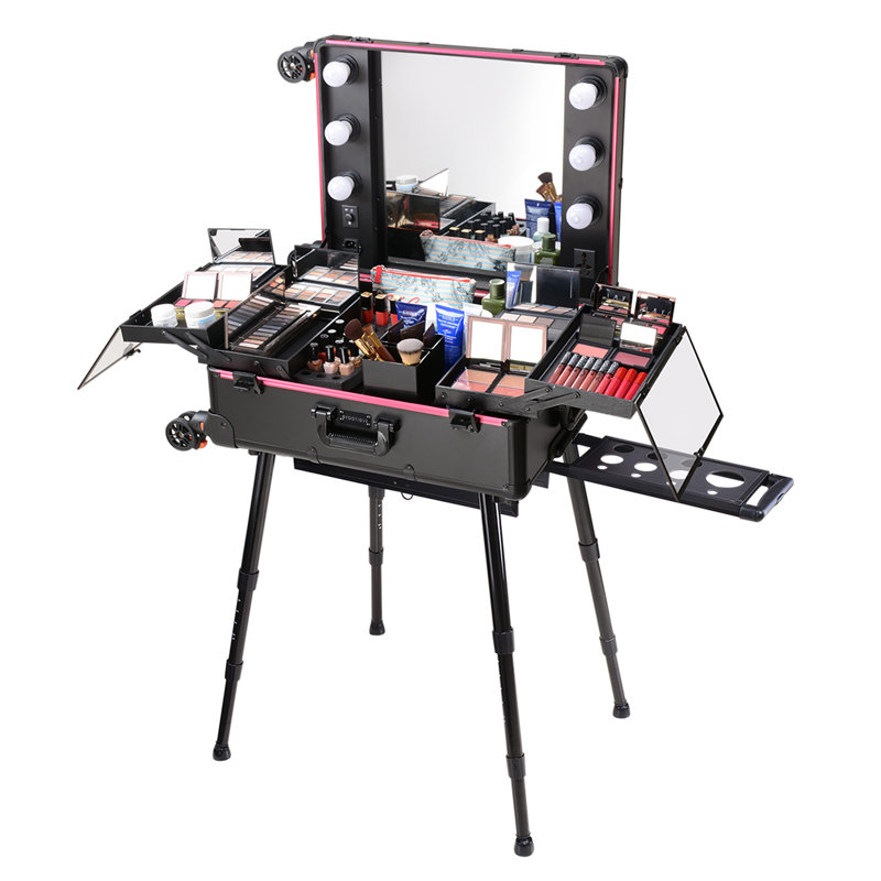 Organisateur de maquillage en aluminium à 4 compartiments