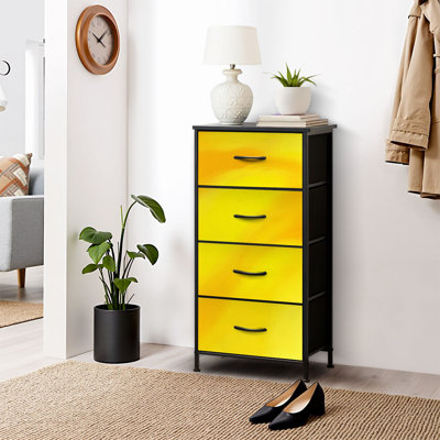 Dresser for Bedroom Dresser for Closet Watercolor yellow for business presentation Dressers & Chests of Drawers Fabric Closet Organizers and Storage with 4 Drawers Storage Bins