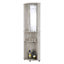 Armoire-bar à 3 tablettes en béton gris avec portes de rangement accessibles pour lit simple