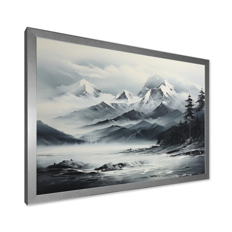 «Beach Photo Mountain Majesty I», art mural sur toile, H 12 po x l 20 po x P 1 po, Cadre simple argenté