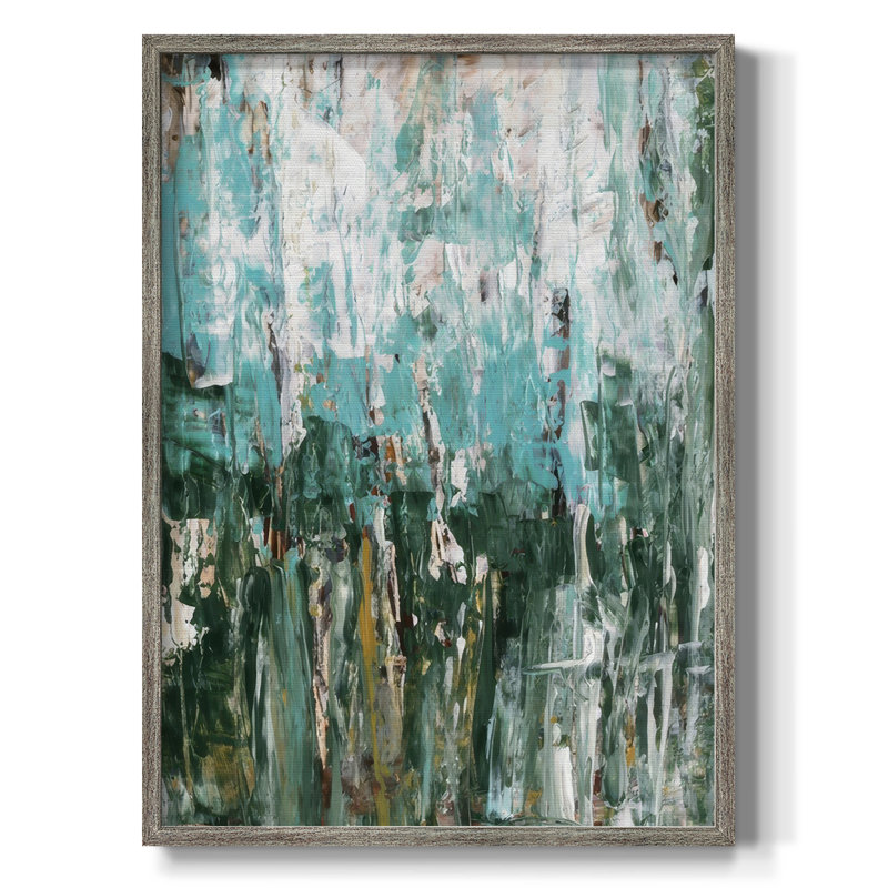 «Abstract Turquoise Forest II», reproduction encadrée - bois massif, H 21 po x l 17 po