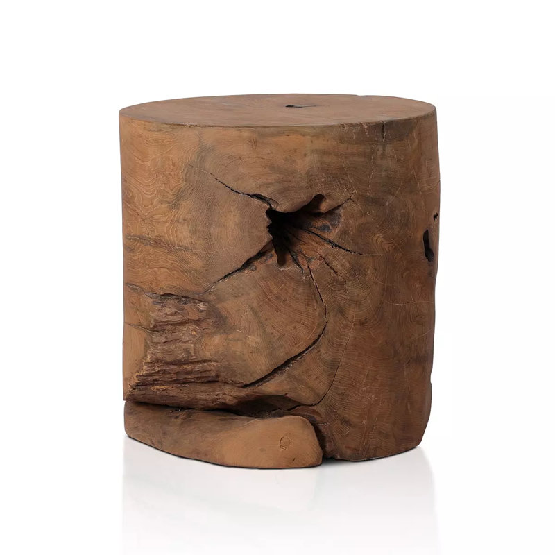 Atrakchi Accent Stool, Teak Stool-Aged Natural