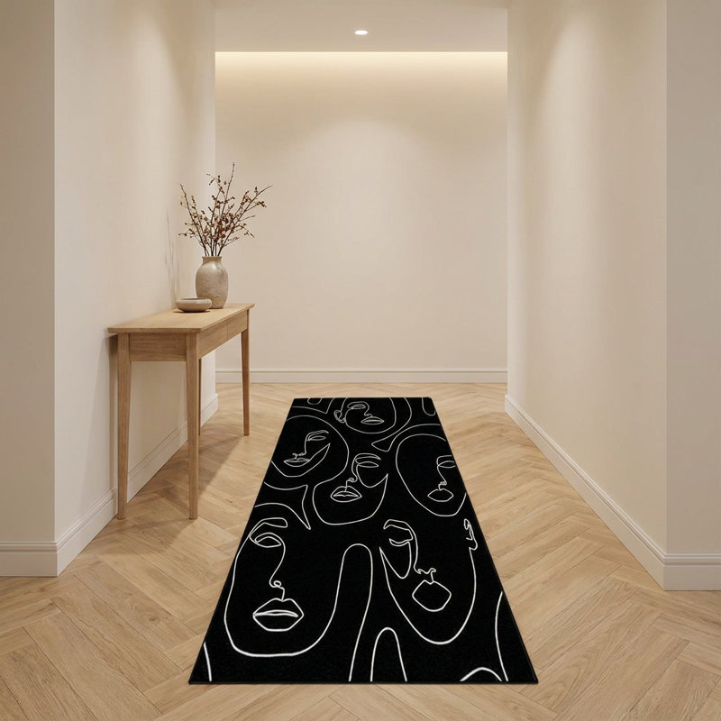 Celeste Modern Abstract Faces Runner Rug