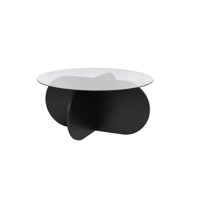 Table basse moderne avec plateau 100% verre trempé, 29,5 po x 13,8 po x 29,5 po | Structure robuste en panneau de particules enduit 100% mélamine, épaisseur de 0,7 pouce | Noir élégant et couleur fumée, parfait pour les salons et les espaces contemporains