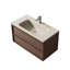 Heszler 40 po L x 21 po P 2 tiroirs Meuble-lavabo mural avec évier simple et Comptoir en Surface solide nano grise sel de mer