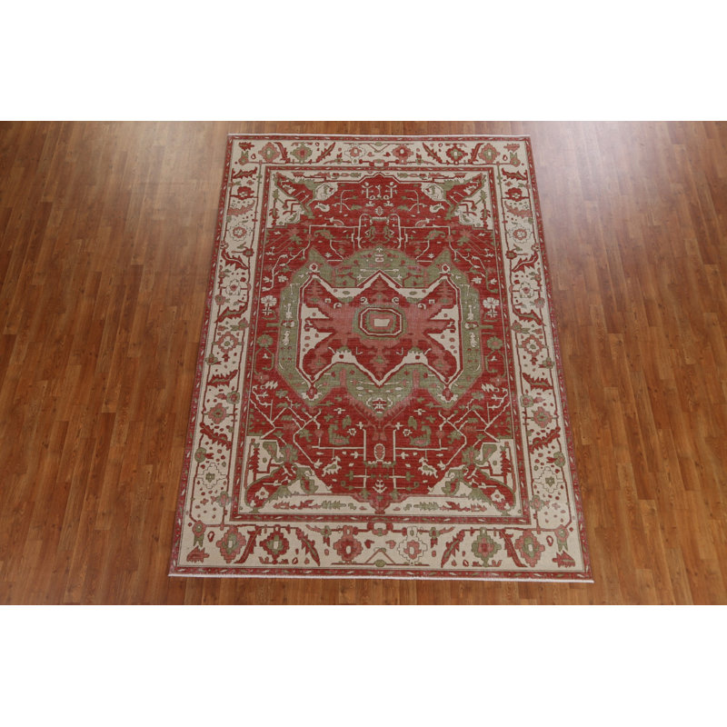 Tapis rouge en laine rouge Heriz Serapi