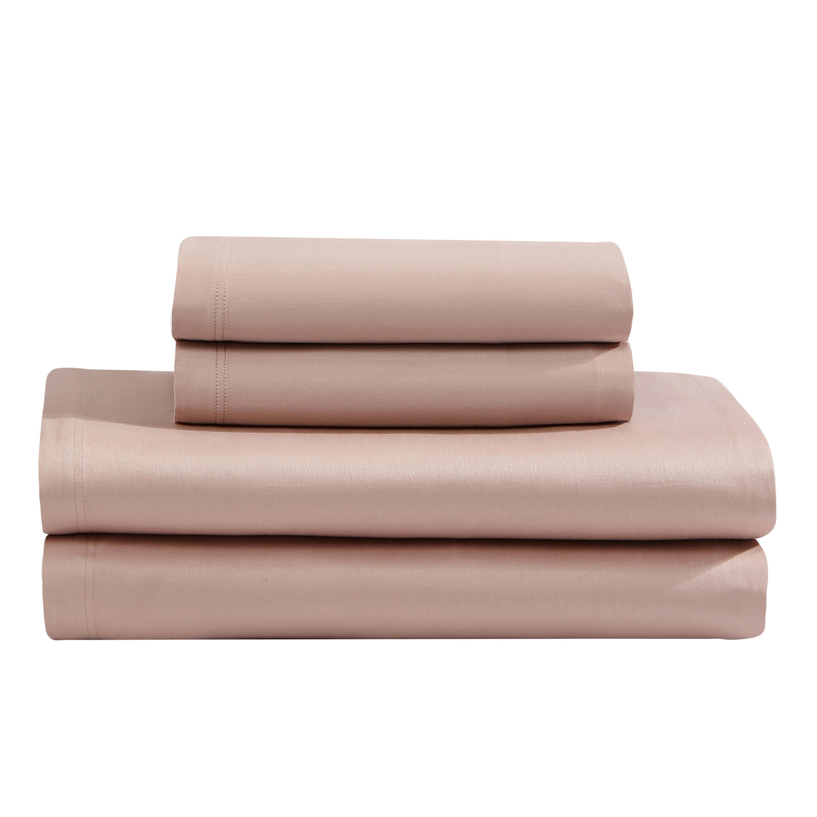 Calvin Klein Organic Earth Solid 4 Piece Sheet Set, King Sheet Set with 2 Pillowcases, Light Pink