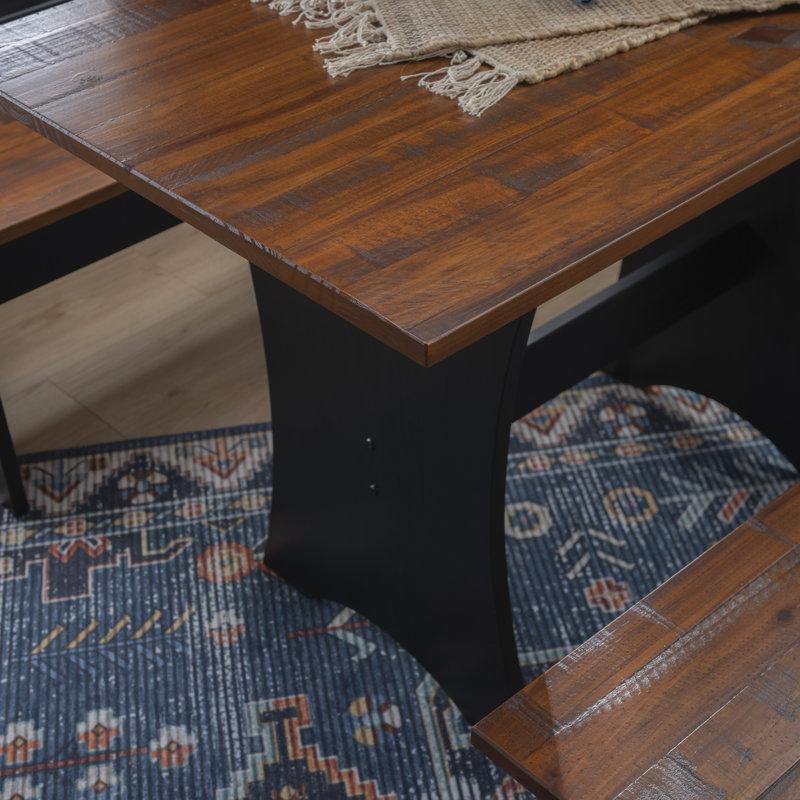 Alleris 6 - Person Pine Trestle Dining Set, Black/Walnut