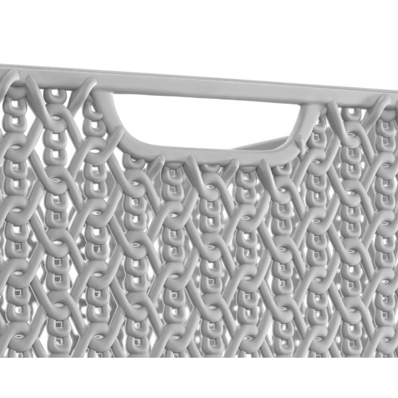 Whitmor Link Stitch Resin Form Rectangular Tote, Grey