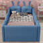 Lit plateforme tapissier simple avec coussin en lapin, lit tapissier pour enfants avec rails latéraux amovibles, (date d’arrivée prévue le 2025/1/15)