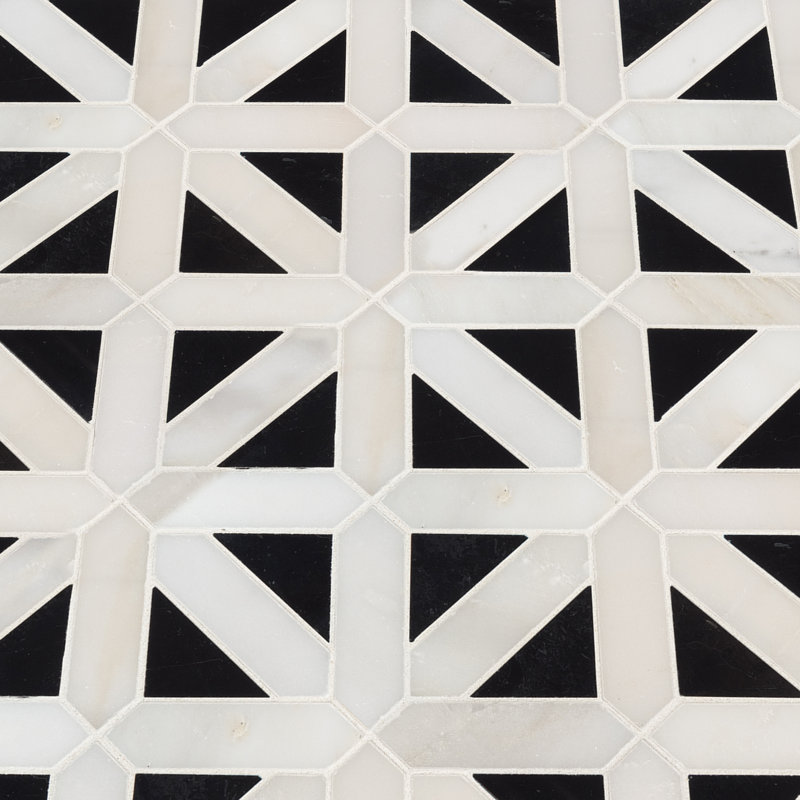 Trellis Dune Geometric 12 in. x 12 in. Polished Marble Mosaic Floor and Wall Tile